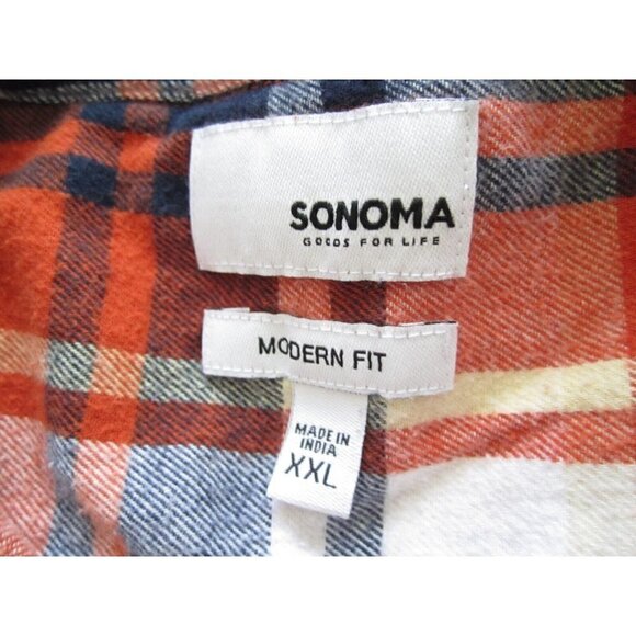 Men's Sonoma Modern Fit Plaid Button Up Cotton Long Sleeve Shirt Sz XXL (MT168) - Picture 2 of 8